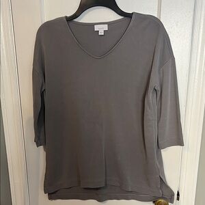 J. Jill Charcoal Long Sleeve V-Neck Tee